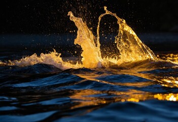 Abstract moment of golden light and water showing natural energy