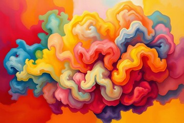 Abstract Clouds of Colorful Smoke: Vibrant Powder Explosion Texture Background - Multicolored Fluid Dust Vape Smoke Abstract Design for Posters, Banners, Web