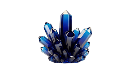 Blue Crystal Cluster Isolated on White Background