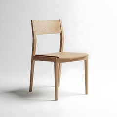 Minimalist Wooden Chair: A sleek wooden chair showcases minimalist design with its clean lines, inviting form, embodying simplicity and functionality.