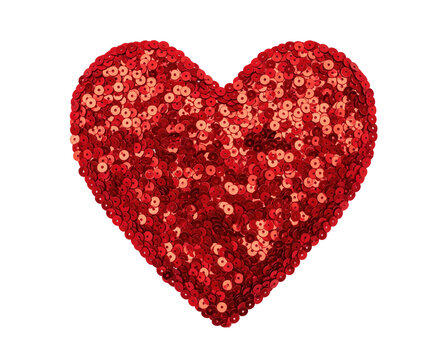 Sequin heart applique for Valentine retail promotions and event invitations featuring paillette texture that supports party signage gift packaging plus social media advertising and product marketing