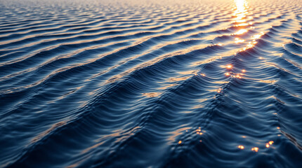 Majestic sea water waves surface with amazing sunlight reflections and flares