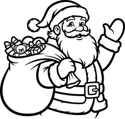 Stack of black and white christmas gift boxes and wrapped presents with decorative ribbons and bows vector outline illustration.