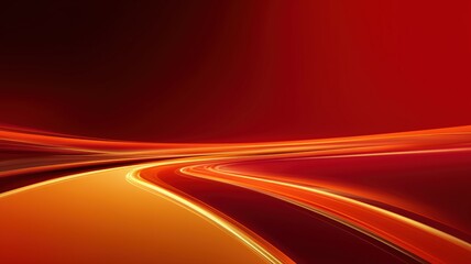 鮮やかな赤とオレンジの曲線が流れる抽象的な背景。デジタルデザインやプレゼン資料の背景素材。
