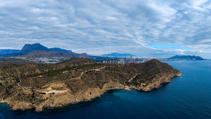 Aerial view of Benidorm, Alicante province, Valencian Community, Spain