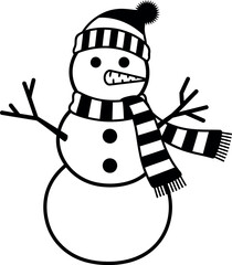 Detailed isometric black and white vector illustration of a cozy winter village with a church houses pine trees and a small bridge road.