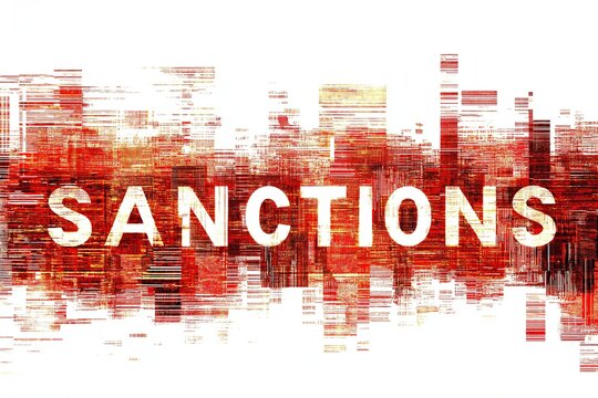 Text shows the word sanctions in bold letters with red background