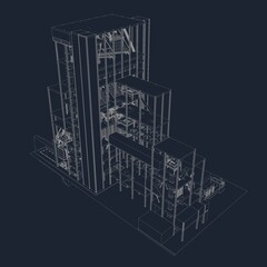 3D illustration of industrial project