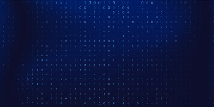 Abstract Matrix Technology Background. Binary Computer Code. Programming, Coding, Hacker Concept. Binary Numbers 0 and 1 Flying.