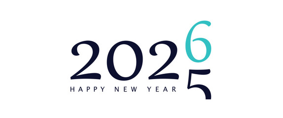 New Year 2026 design with blue number on white background. Vector Illustration.