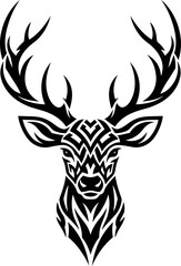 A black and white abstract geometric christmas tree vector illustration, triangular polygonal outline with circle ornaments, modern holiday season graphic element art.