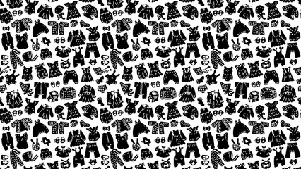 Vintage clothing patterns on white background