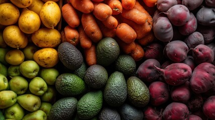 色とりどりの野菜が並んだ鮮やかな光景。料理や食材紹介に適した野菜の集合写真。