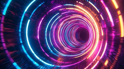 Vibrant neon spiral futuristic technology visualization high resolution picture