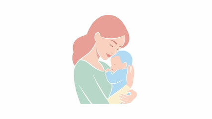 Mother holding her baby with love and tenderness.