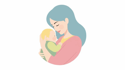 Mother holding her baby with love and tenderness.
