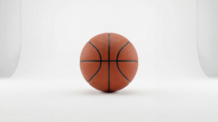 Brown basketball on a white background. Concept of sport, game and healthy lifestyle. Studio shot with copy space.