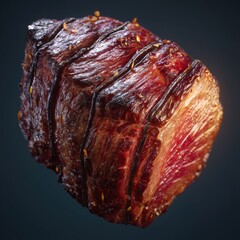 ジューシーな焼き肉の塊。料理やグルメ関連の素材に最適な肉のアップ写真。