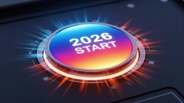 Start button with 2026 text digital concept