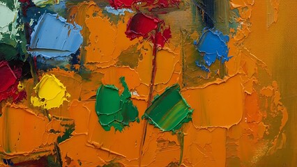 ia generated. Abstract thick multicolor paint texture applied with palette knife, top view. Modern artistic background perfect for creative design, contemporary art and visual projects.
