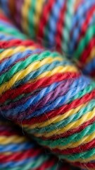 ia generated. Top view macro close-up of mixed colorful wool fibers forming a soft abstract texture. Perfect for creative backgrounds, textile design, fashion, craft and visual projects.
