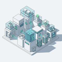 Modern Data Center Server Racks and Technology Infrastructure.