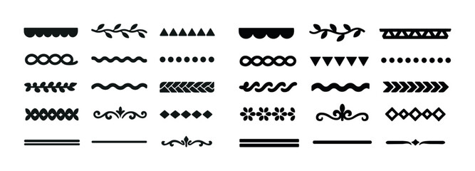 Variety of decorative borders and dividers in flat design style