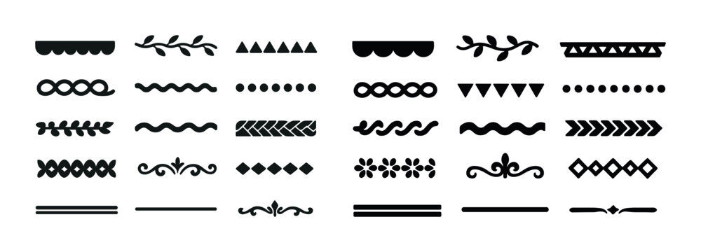 Variety of decorative borders and dividers in flat design style