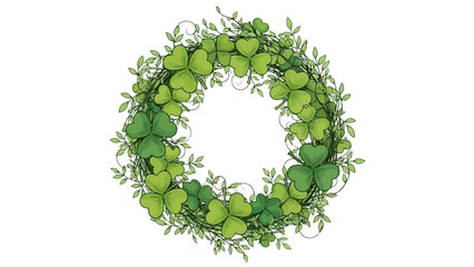 Lucky Shamrock Wreath with Green Leaves and Twists, St. Patrick's Day