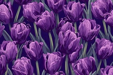 Obraz premium floral background .featuring a harmonious combination of . Purple Tulips .elegant, fresh, and natural aesthetic, suitable for backgrounds, posters, greeting cards, wedding invitations