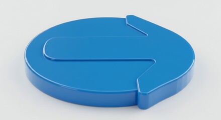 Blue Circular Arrow Icon on White Background.
