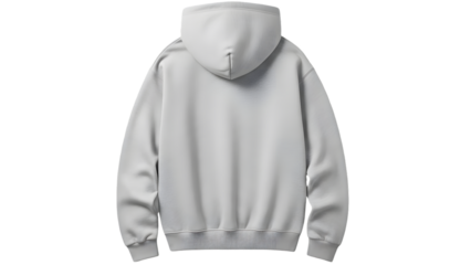 Blank white hoodie mockup back view isolated on transparent background