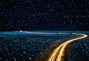 Swarm of Fireflies or Fairy Lights Twinkling in the Dark