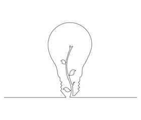 Continuous line drawing of Lamp. Single line illustration of Lamp, Illustration, Clean Energy Concept. Editable outline.