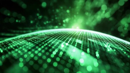 Digital grid spanning curved surface with glowing points - Powered by Adobe