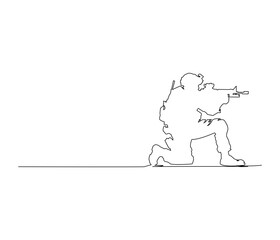 Continuous line drawing of Soldier Veteran. Single line illustration of Military Soldier, Illustration, Veterans Day Concept. Editable outline.