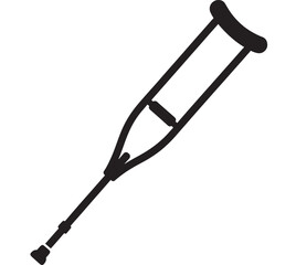 Simple black crutch icon design on transparent background silhouette