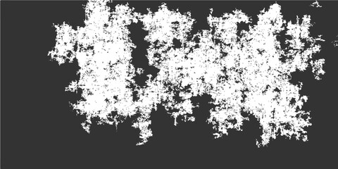 An abstract black and white grunge background featuring a textured ink splash design with floral silhouettes and a dirty paint splatter border on a vector art illustration