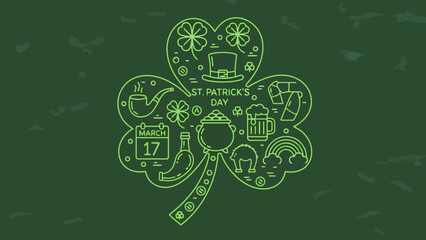 Obraz premium Saint Patrick's Day Clover with Symbols of Irish Celebration and Tradition
