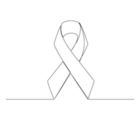 Continuous line drawing of AIDS Ribbon sign. Single line illustration of AIDS Ribbon sign, Illustration, World AIDS Days Concept. Editable outline.