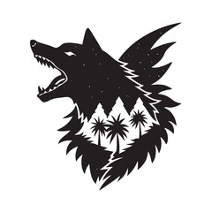 Savage Coast Wolf Silhouette Artwork