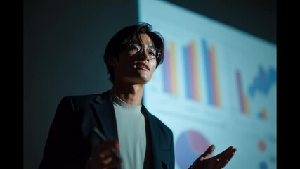 Professional presenting business data and analytics in modern office - Powered by Adobe