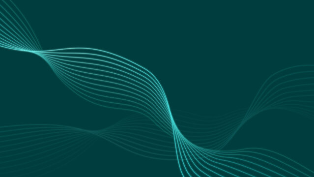 Minimal Teal Abstract Waves on Dark Background &ndash; Elegant Flow Lines