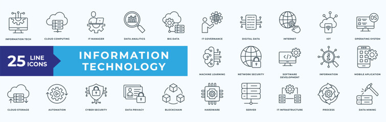 Information Technology Icon Pack Illustration Vector Out Line Style