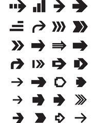 Set of diverse black arrow icons modern flat vector design elements for user interface web and app n