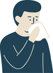 Sick patient coughing with flu symptoms, medical vector. winter season vector