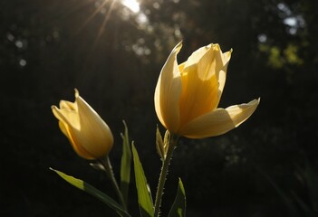 Glowing Early Summer Wildflowers in Backlight and Light of Hope