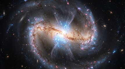 A breathtaking view of interacting galaxies, showcasing vibrant celestial beauty