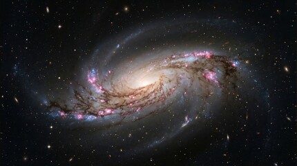 A mesmerizing view of a spiral galaxy filled with stars, gas and dust. Witness the beauty of the universe!