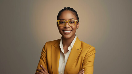 Confident Modern Businesswoman in Yellow Suit &ndash; Natural Corporate Portrait